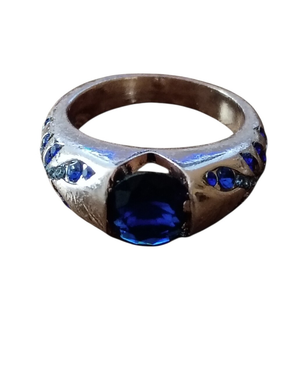 Fashion Jewelry Gold Tone Blue Stone Size 7 Ring